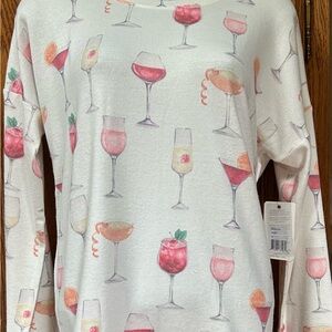 Womens Wine Glasses Sweater, Off-White, Small: NWT 4 LEFT!  Wine Lovers